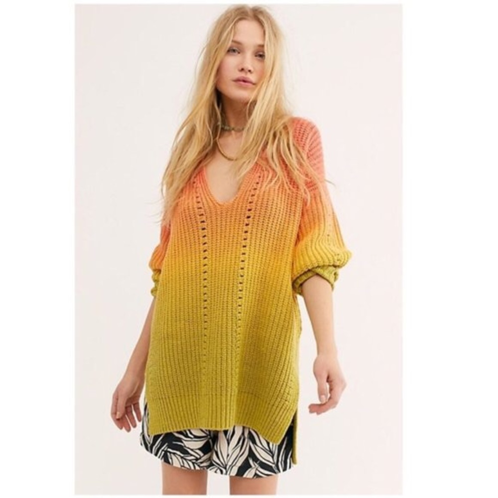 Free people orange green ombré over sized sweater